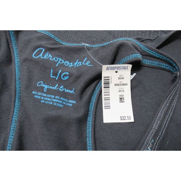 Aeropostale Women's Tank Top Large Floral Sequin Racerback Full Graphic NEW Blue - Picture 7 of 7